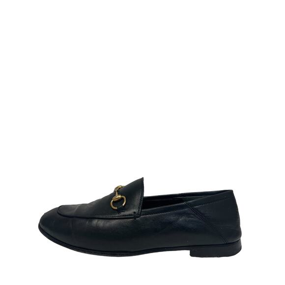 GUCCI Black Leather Horsebit Accent Brixton Loafers Flats Shoes EU 36.5 US 6.5 - Picture 1 of 11
